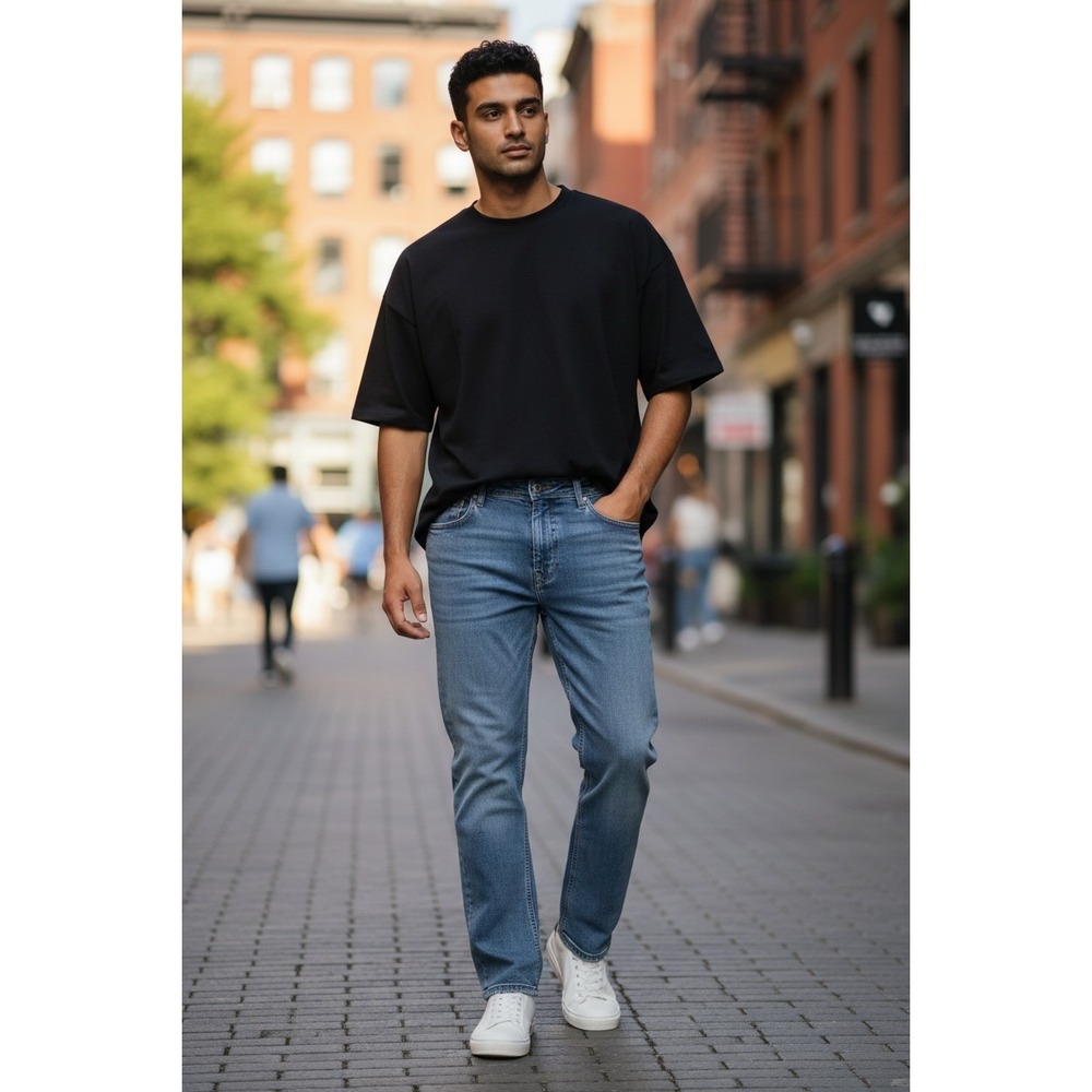 Artful Rebel Jeans Men's 38X32 Blue Denim Straight Leg Medium Wash‎ Whiskered